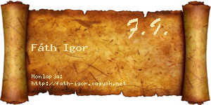Fáth Igor névjegykártya